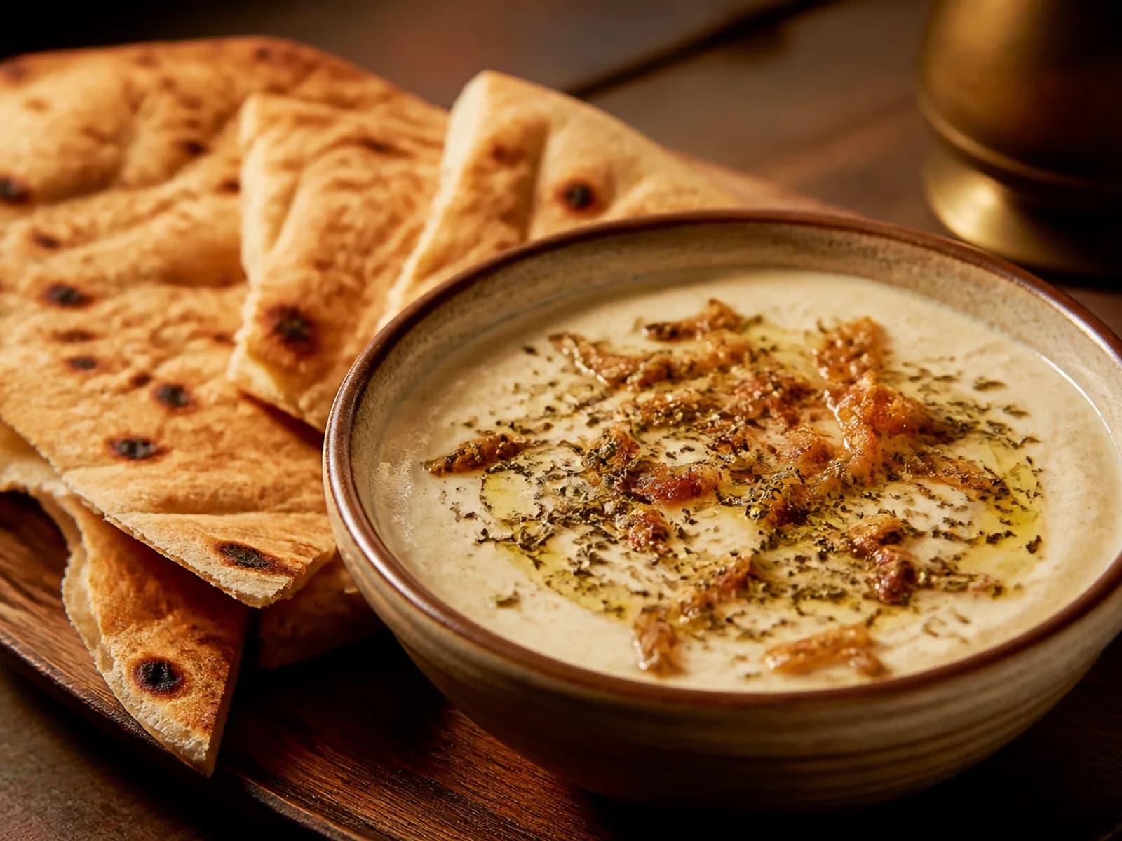 Warm garlic kashk with thyme